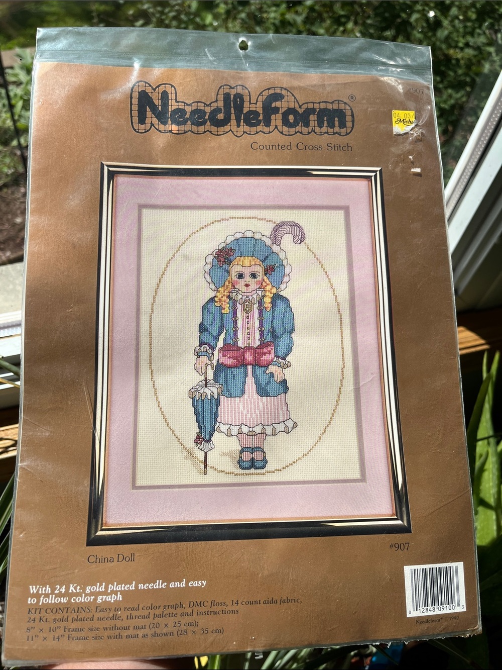 Vtg 1990 Needleform Counted Cross Stitch Kit CHINA DOLL 907 NIP Granny Core READ